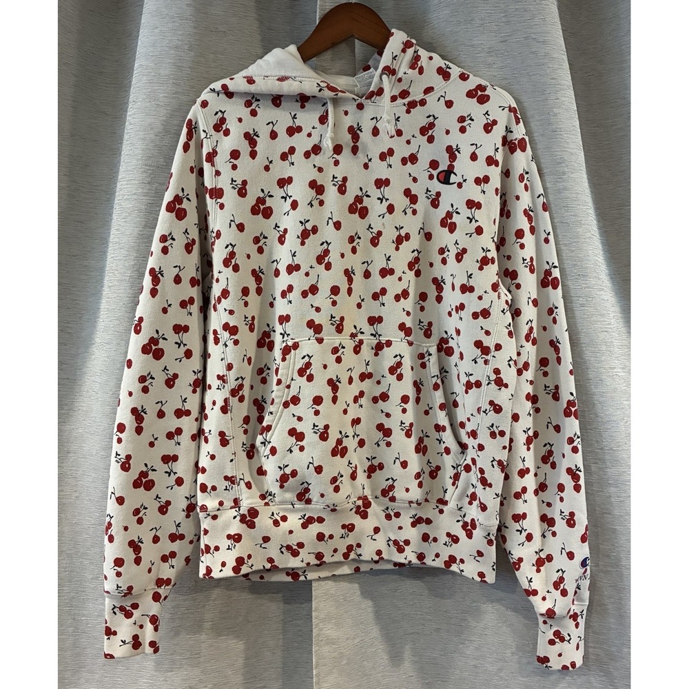 Vintage Reverse Weave‎ Champion Pullover Hoodie Cherries All Over Print Size M
